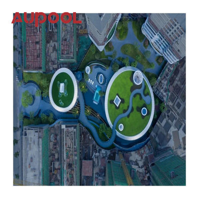 Panneau acrylique coulé Deux anneaux PVC bleu transparent Grand bassin gonflable pour adultes Extérieur
