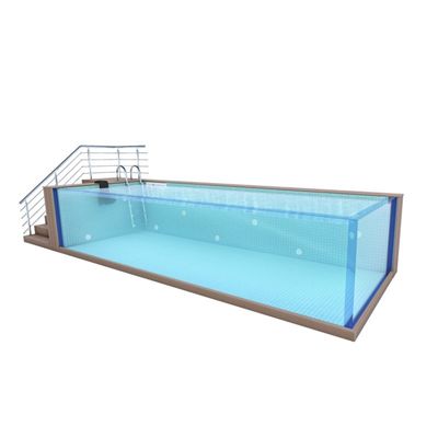 Piscine extérieure modulaire transparente et sans fin avec générateur de chlorure de sel