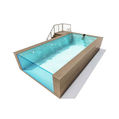 Piscine transparente fenêtre préfabriquée en acier cadre conteneur piscine pour la natation au-dessus du sol