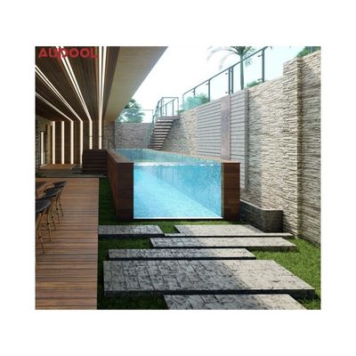 Plaque acrylique Aupool cadre piscine avec une surface en marbre incrustée de jade