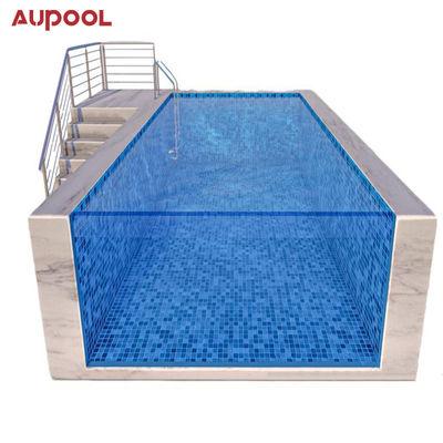Plaque acrylique Aupool cadre piscine avec une surface en marbre incrustée de jade