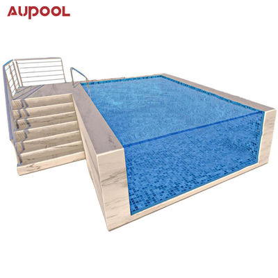 Plaque acrylique Aupool cadre piscine avec une surface en marbre incrustée de jade