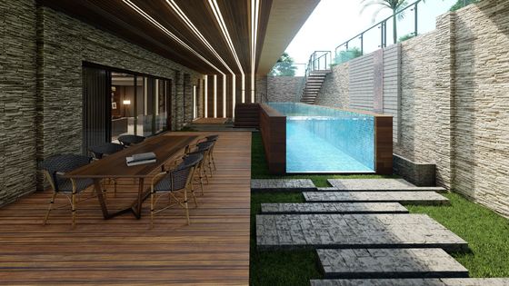 Capacité d'eau de la piscine 24m3 Panneau en plastique acrylique transparent pour fenêtre de piscine