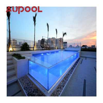 Panneau acrylique coulé Deux anneaux PVC bleu transparent Grand bassin gonflable pour adultes Extérieur