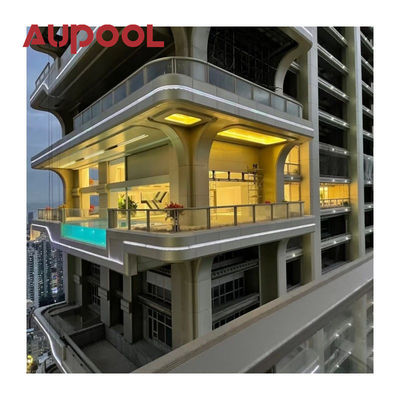 Panneau acrylique coulé Deux anneaux PVC bleu transparent Grand bassin gonflable pour adultes Extérieur
