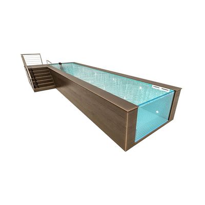 Piscine en fibre de verre rectangulaire préfabriquée pour jardin commercial extérieur