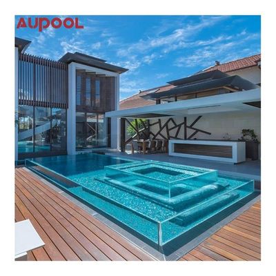 Piscine extérieure sur mesure avec feuille acrylique et éclairage sous-marin dans un conteneur de 20 pieds