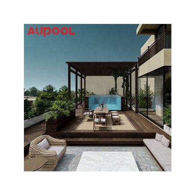 Piscine préfabriquée en plaque murale acrylique transparente personnalisée avec réservoir de filtre et conception brune