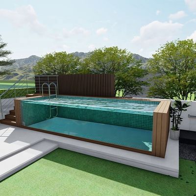 Piscine préfabriquée avec fenêtre transparente en panneau acrylique et structure principale en acier inoxydable