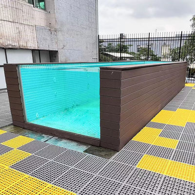 Piscine de 18 pieds au-dessus du sol avec cadre métallique et fenêtre acrylique en couleur transparente