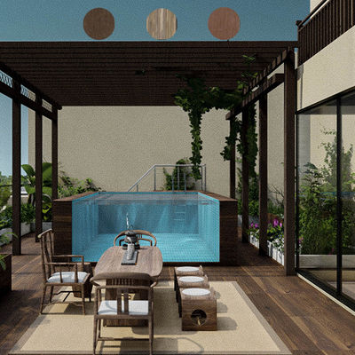 Piscine de 18 pieds au-dessus du sol avec cadre métallique et fenêtre acrylique en couleur transparente