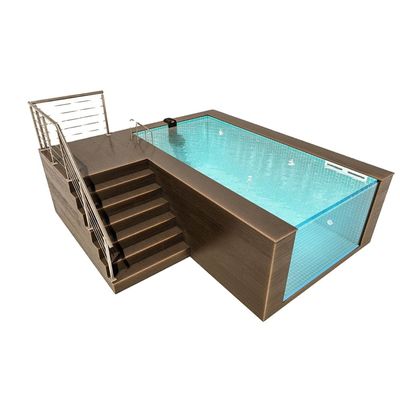 Piscine portable en acier inoxydable avec une transmission de lumière élevée et un système de jet d'eau sans fin
