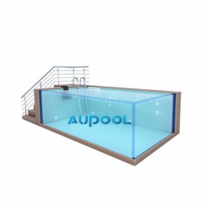 Piscine familiale modulaire préfabriquée dans le jardin avec panneau acrylique en verre au-dessus du sol