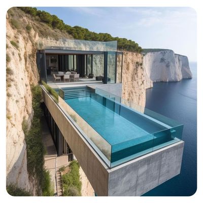 Piscine acrylique en fibre de verre pour la demande du client et panneaux de verre extérieur transparents