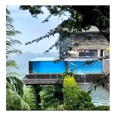 Piscine extérieure acrylique sur toit moderne personnalisée avec mur transparent à l'infini