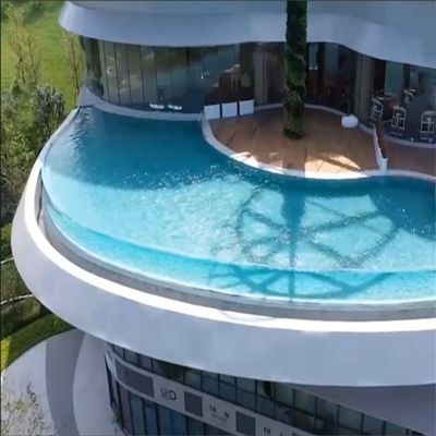 Piscine en verre transparent au-dessus du sol avec plexi acrylique et piscine acrylique PMMA