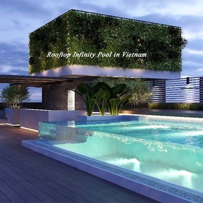 Matériau de construction AUPOOL 30 ans Piscine acrylique non jaunissante pour le toit d'un hôtel au Vietnam