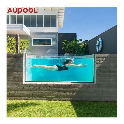 Piscine en verre acrylique à haute dureté de surface dans un conteneur de transport préfabriqué